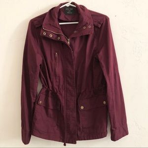 Burgundy Utility Jacket with Gold Buttons